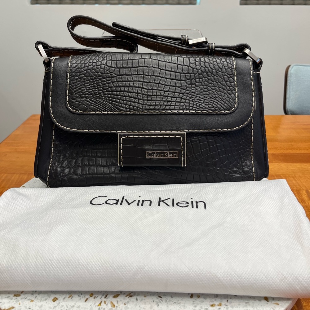Calvin Klein Black Croc-Embossed Women's Bag